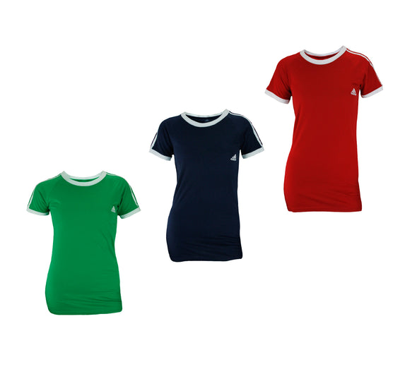 Adidas Women's Short Sleeve 3 Stripe Basic Ringer Tee T-Shirt, Color Options