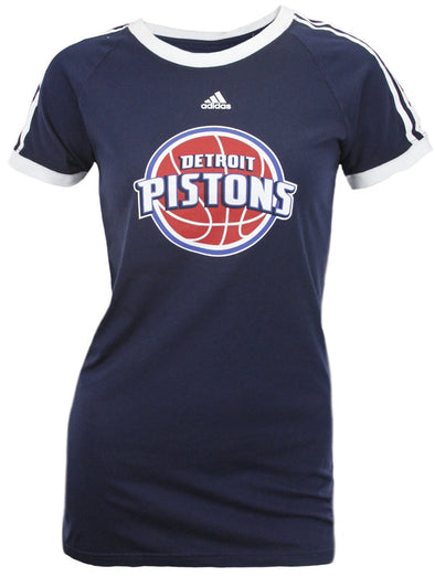 Adidas NBA Basketball Women's Detroit Pistons Short Sleeve Raglan T-Shirt, Navy