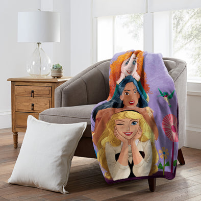 Northwest Disney Princess Trio Silk Touch Sherpa Throw Blanket 50 X 60