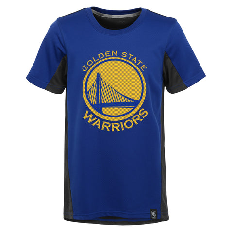 Outerstuff Golden State Warriors NBA Boys Youth Assist Short Sleeve Shooter Tee, Blue/Black