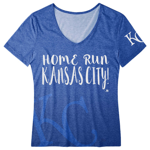 FOCO MLB Women's Kansas City Royals Home Run V-Neck Tee