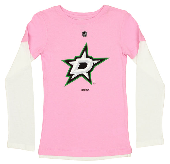 Reebok NHL Youth Girls Dallas Stars Team Logo Tee, Pink