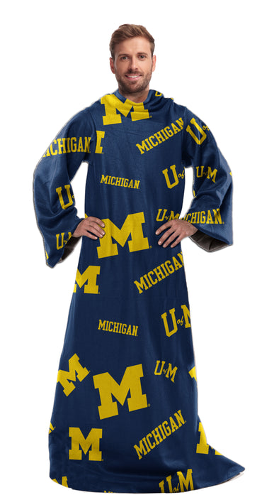 Northwest NCAA Michigan Wolverines Toss Silk Touch Comfy Throw with Sleeves