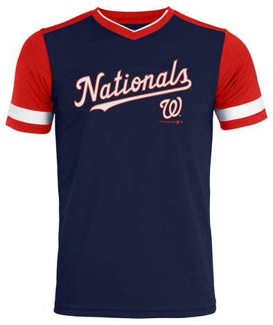 Outerstuff Washington Nationals MLB Boy's Youth (4-18) Short Sleeve Pin-Dot Tee, Navy