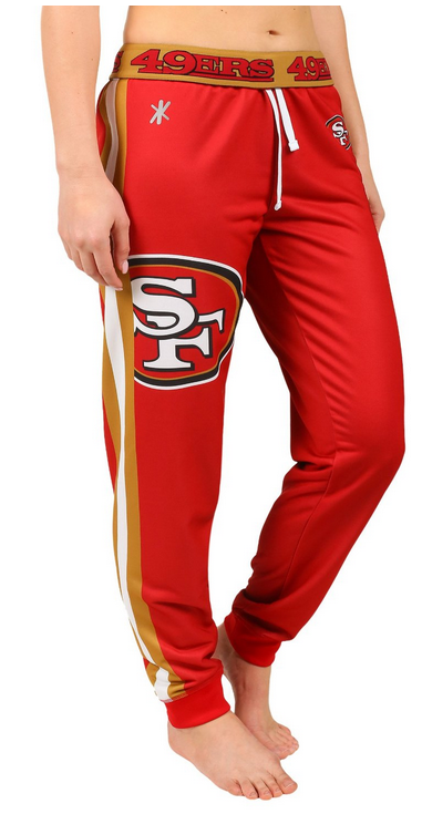 KLEW NFL Women's San Francisco 49ers Cuffed Jogger Pants, Red
