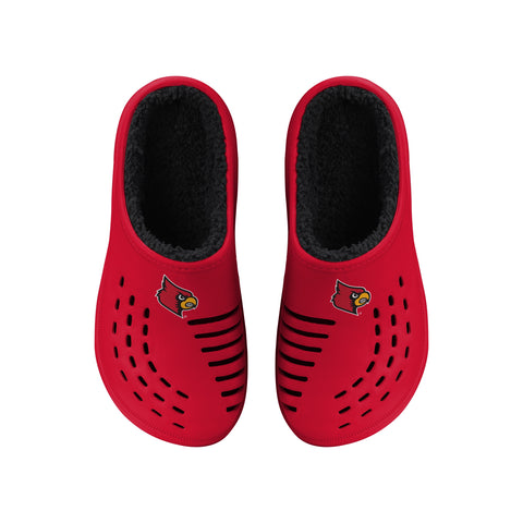 FOCO NCAA Men's Louisville Cardinals Sherpa Lined Big Logo Clogs