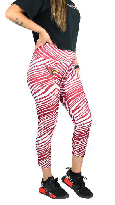 Zubaz NFL Women's Arizona Cardinals 2 Color Zebra Print Capri Legging