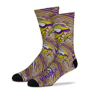 Zubaz By For Bare Feet NFL Youth Minnesota Vikings Zubified Dress Socks, One Size