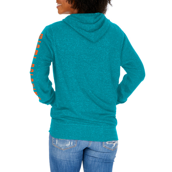 Zubaz NFL Women's Miami Dolphins Marled Soft Pullover Hoodie