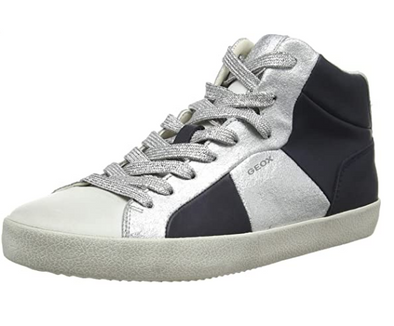 GEOX Women's D Warley B High Top Sneakers, Navy/Silver