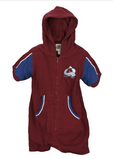 NHL Infant Colorado Avalanche Baby Short Sleeve Hooded Hoodie Romper, Maroon