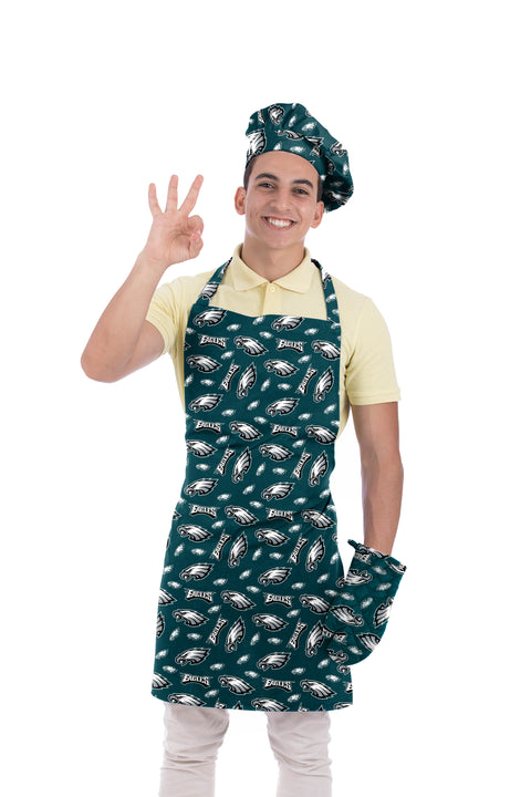 Northwest NFL Adult Unisex Philadelpia Eagles Scatter Print 3 Piece Chef Set