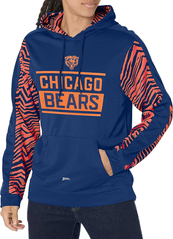 Zubaz NFL Men's Chicago Bears Team Color with Zebra Accents Pullover Hoodie