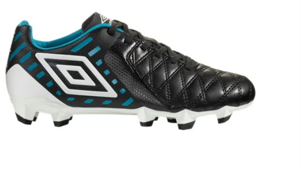 Umbro Juniors Youth Big Boys Medusae II Club Firm Ground Soccer Shoes, Black/White/Carribean Sea