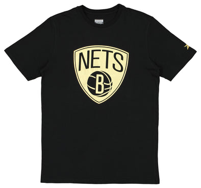 Zipway NBA Men's Brooklyn Nets Metallic Foil T-Shirt, Black/Gold