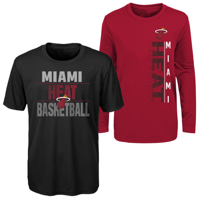 Outerstuff NBA Youth (8-20) Miami Heat Performance Long and Short Sleeve T-Shirt Combo