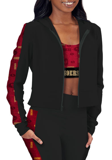 Certo By Northwest NFL Women's San Francisco 49ers All Day Cropped Hoodie, Black