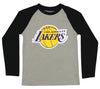 Outerstuff Los Angeles Lakers NBA Boys Youth Fadaway Raglan Long Sleeve Tee, Grey/Black