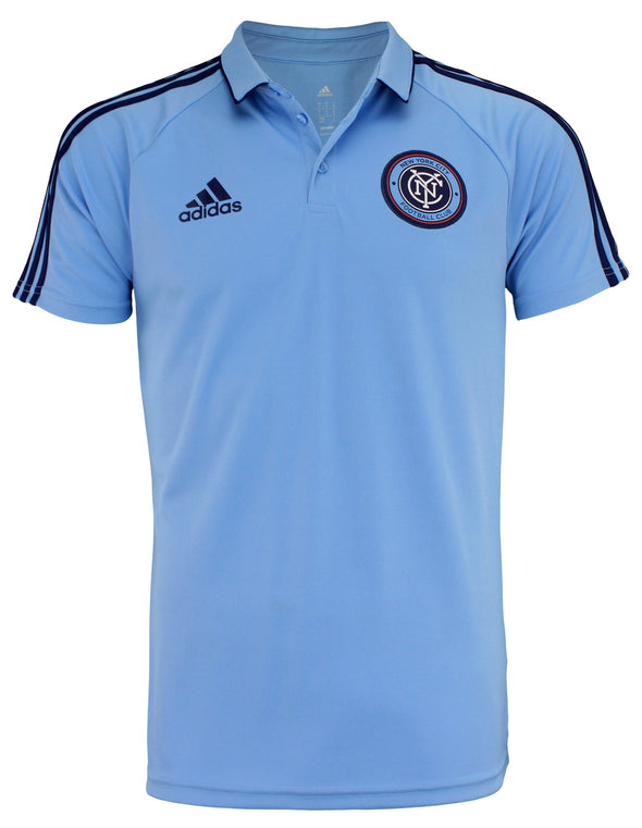 adidas MLS Men's New York City FC Climalite 3-Stripe Coaches Polo, Blue