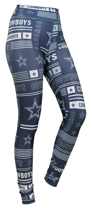 Zubaz NFL Football Women's Dallas Cowboys Team Column Leggings, Blue