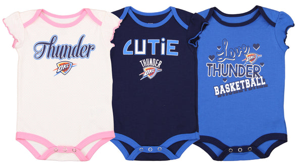 OuterStuff NBA Girls Infant/Newborn Oklahoma City Thunder 3-Piece Creeper Set