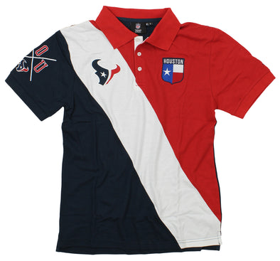 Klew NFL Men's Houston Texans City Crest Diagonal Stripe Polo Shirt