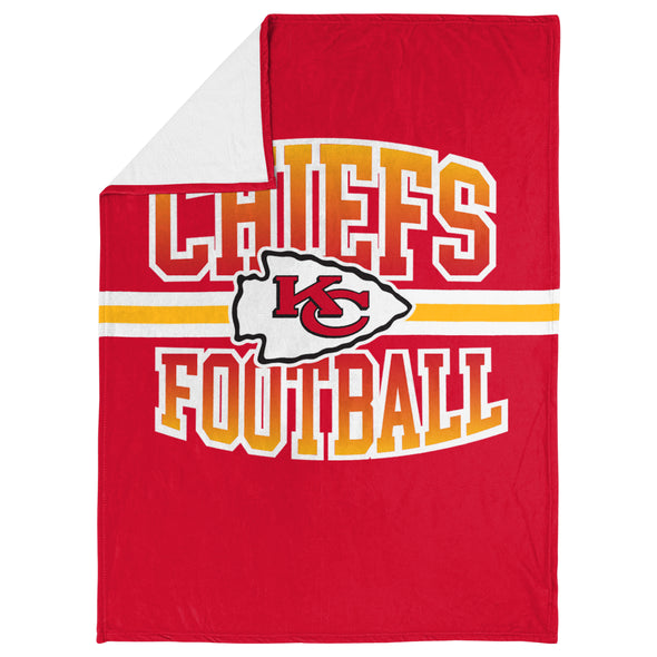 FOCO NFL Kansas City Chiefs Stripe Micro Raschel Plush Throw Blanket, 45 x 60