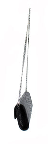 Carlos Falchi Jeweled Python Snake Clutch Shoulder Purse - Black