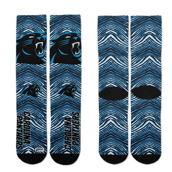 Zubaz By For Bare Feet NFL Adults Unisex Carolina Panthers Zubified Dress Socks, Large