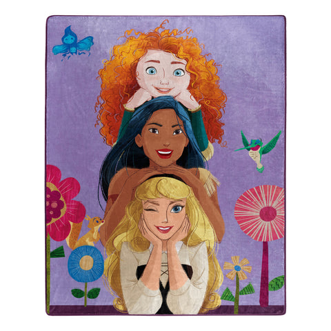 Northwest Disney Princess Trio Silk Touch Sherpa Throw Blanket 50 X 60