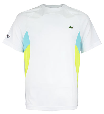 Lacoste Men's Sport Ultra Dry Colorblock T-Shirt, White/Haiti Blue/Lemon