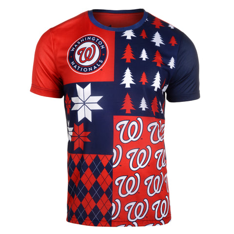 FOCO MLB Men's Washington Nationals Busy Block Ugly Crew Neck Tee