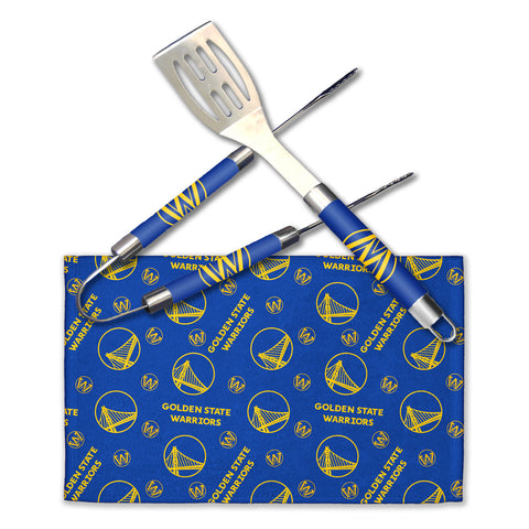 Northwest NBA Golden State Warriors Scatter Print 3 Piece BBQ Grill Set