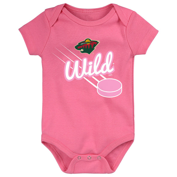 Outerstuff NHL Infant (12M-24M) Minnesota Wild Team Goals Creeper, Pink