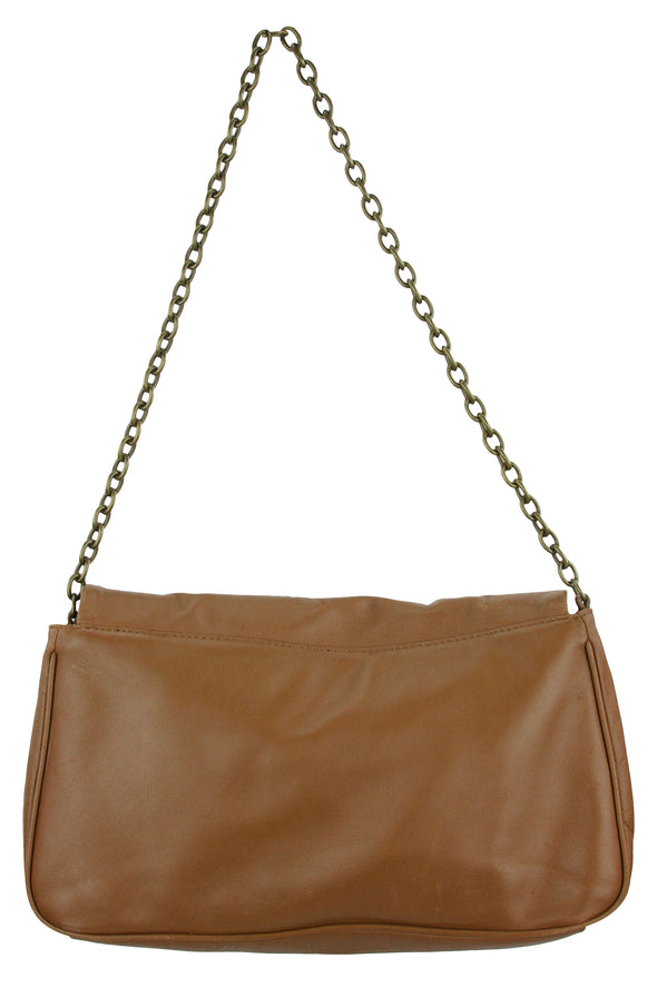 Danielle Nicole "Lindsay" Clutch Shoulder Bag Chain Layered Purse - Brown/Silver