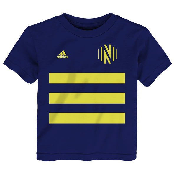 adidas Nashville SC MLS Kids (4-7) 3 Stripe Life Pitch Tee, Blue