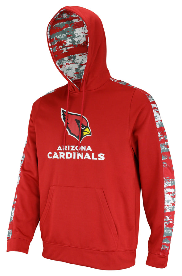 Zubaz NFL Men's Arizona Cardnals Hoodie w/ Oxide Sleeves. Red