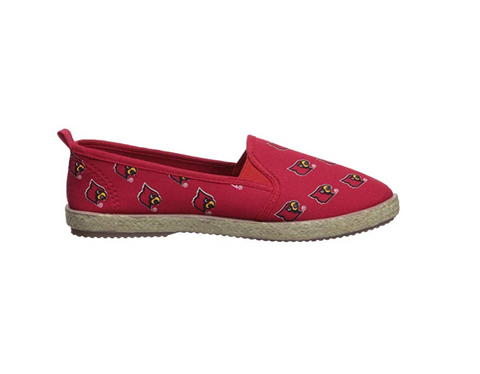 FOCO NCAA Women's Louisville Cardinals Espadrille Canvas Slip On Shoe