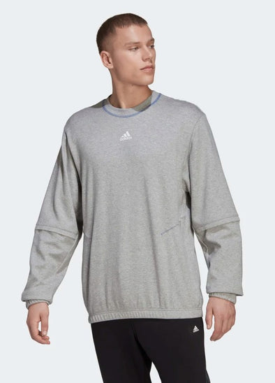 Adidas Men's TRVL Lightweight Pullover Sweatshirt, Medium Grey Heather