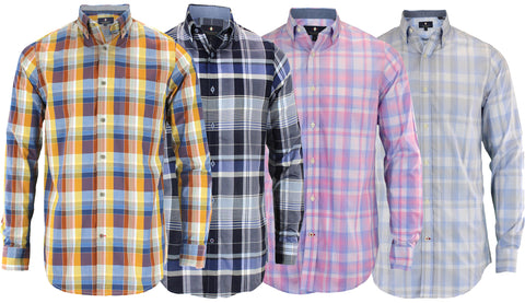 Argyle Culture Men's Button Up Bold Checkered Shirt, Multiple Colors