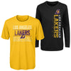 Outerstuff NBA Youth (8-20) Los Angeles Lakers Performance Long and Short Sleeve T-Shirt Combo