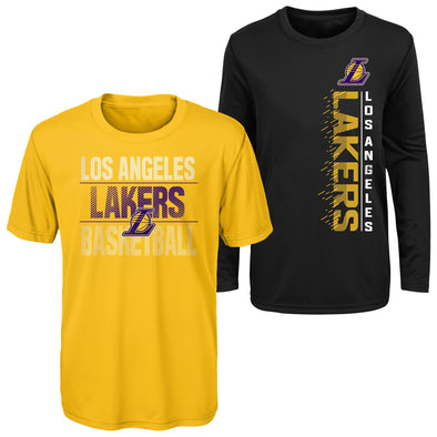 Outerstuff NBA Youth (8-20) Los Angeles Lakers Performance Long and Short Sleeve T-Shirt Combo