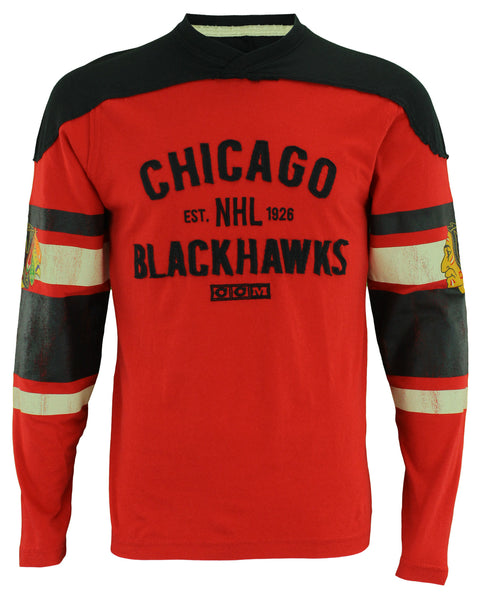 Reebok/CCM NHL Men's Chicago Blackhawks Vintage Crew Long Sleeve Shirt, Red