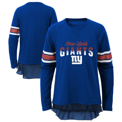 Outerstuff NFL Youth Girls New York Giants Crystalline Formation Long Sleeve Top