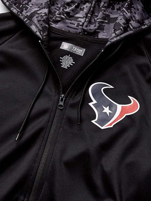 Zubaz NFL Men's Houston Texans Full Zip Digital Camo Hood Hoodie, Black