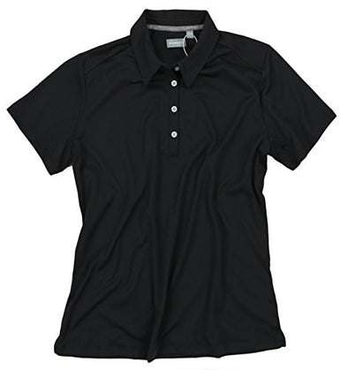 Ashworth Women's EZ-TECH2 Short Sleeve Solid Polo Shirt, Black