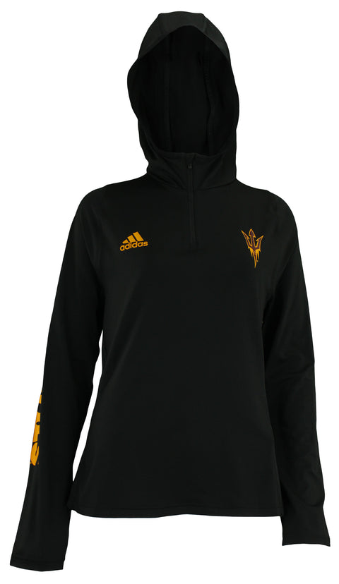 adidas NCAA Women's Arizona State Sun Devils 1/4 Zip Training Hoodie, Black