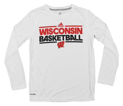 Adidas NCAA Youth Wisconsin Badgers Climalite Basketball Long Sleeve Tee