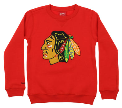 Reebok NHL Youth Chicago Blackhawks Prime Crew Neck Fleece Sweater, Red
