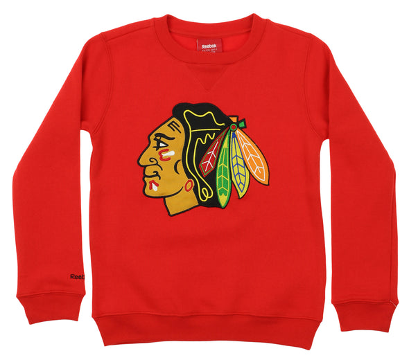 Reebok NHL Youth Chicago Blackhawks Prime Crew Neck Fleece Sweater, Red